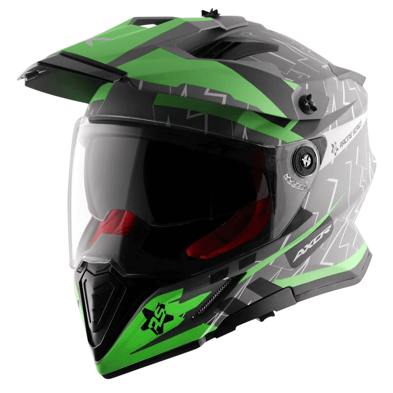 X-Cross Flash Dull Cool Grey Green Dual Visor Helmet