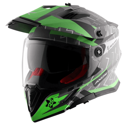 X-Cross Flash Dull Cool Grey Green Dual Visor Helmet