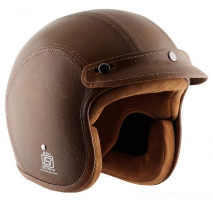 Axor Retro Jet Leather Forest Open Face Helmet