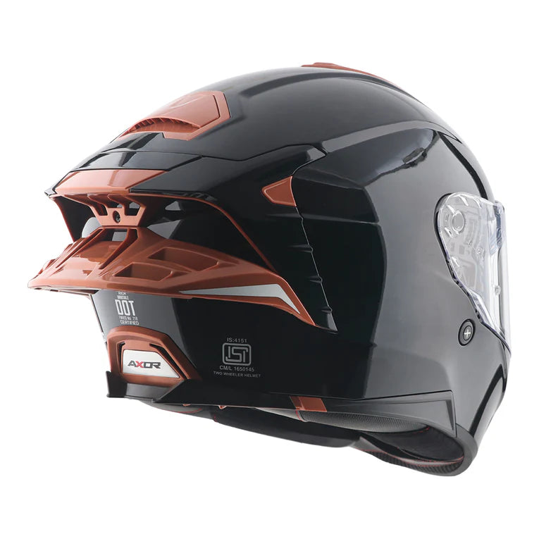Axor Brutale Corsa Dual Spoiler Black Gold Orange Helmet