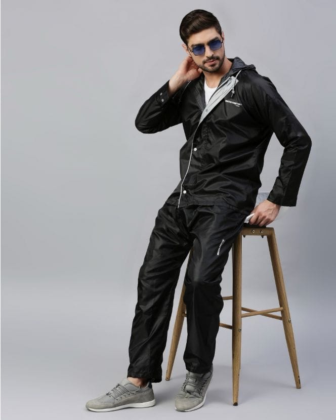 Windy Black Raincoat for Mens