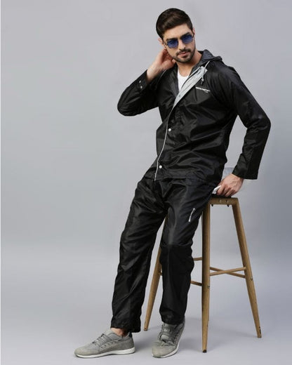 Windy Black Raincoat for Mens