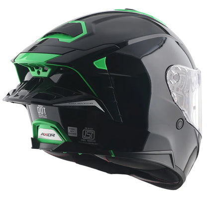 Axor Brutale Corsa Dual Spoiler Black Green Helmet