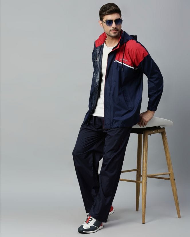 Blue & Red Stylish Raincoat for Mens