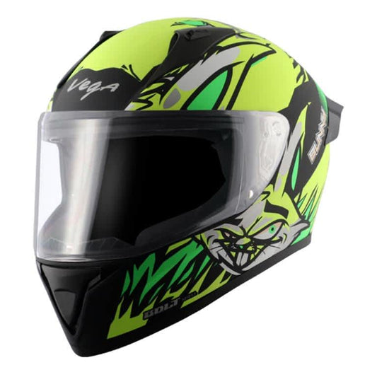 Bolt Bunny Dull Black Neon Yellow Helmet Riders Junction 1