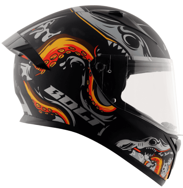 Vega Bolt Octopus Dull Black Orange Helmet
