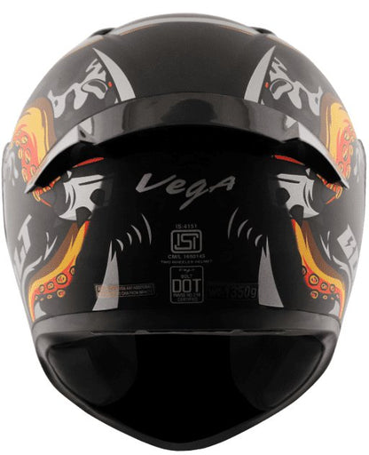 Vega Bolt Octopus Dull Black Orange Helmet