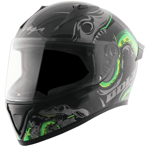 Vega Bolt Octopus Black Neon Green Helmet