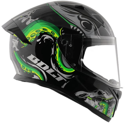 Vega Bolt Octopus Black Neon Green Helmet