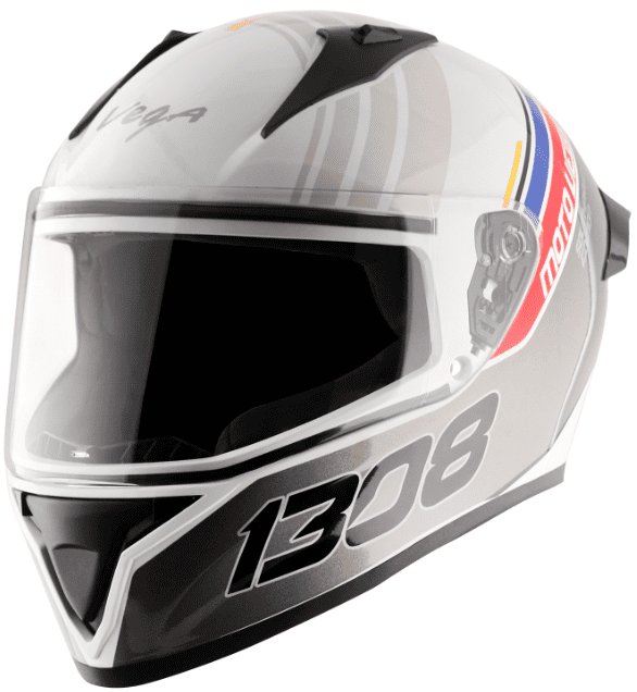 Vega Bolt Southpaw Left Hander White Grey Helmet