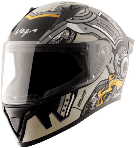 Vega Bolt Superhero Dull Black Grey Helmet