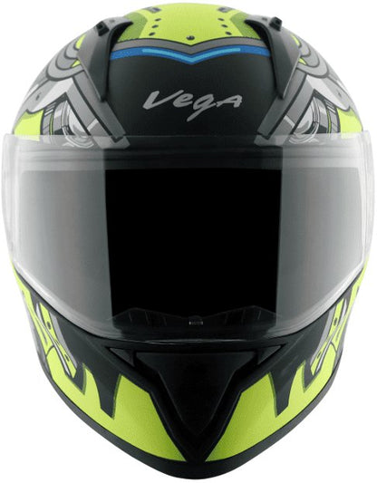 Vega Bolt Superhero Dull Black Neon Yellow Helmet