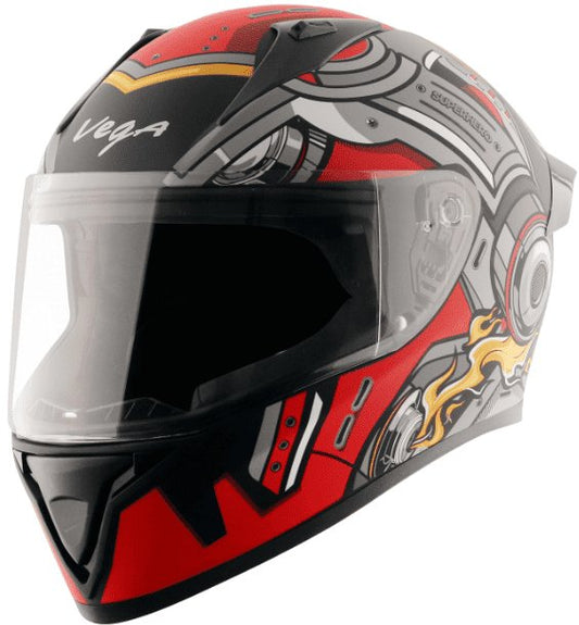 Vega Bolt Superhero Dull Black Red Helmet