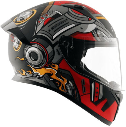 Vega Bolt Superhero Dull Black Red Helmet