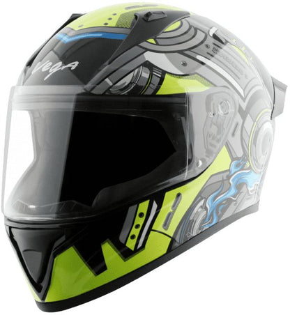 Vega Bolt Superhero Black Neon Yellow Helmet