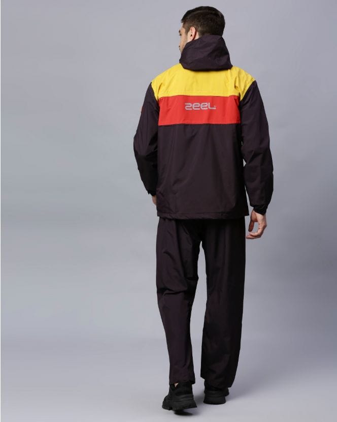 Brown and Yellow Raincoat Set for Mens