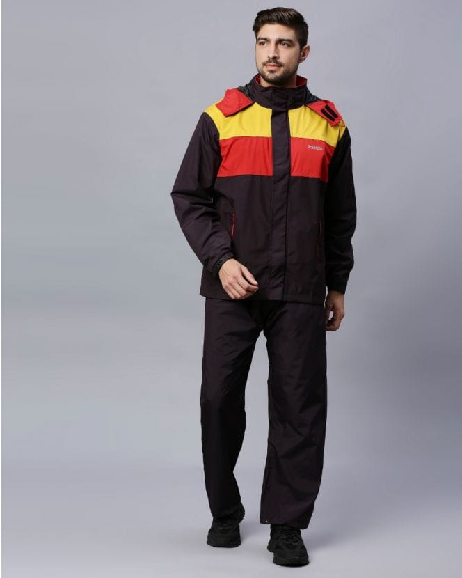 Brown and Yellow Raincoat Set for Mens