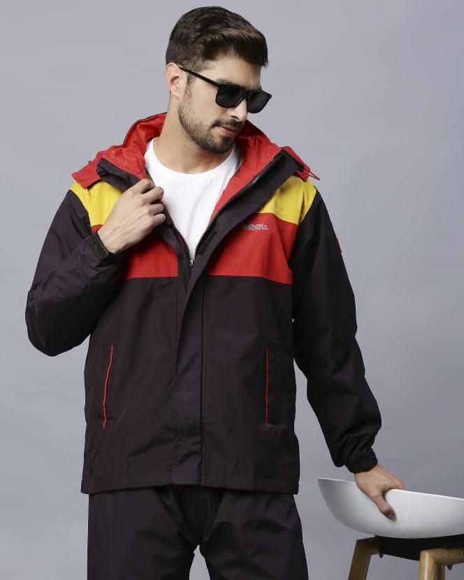 Brown and Yellow Raincoat Set for Mens