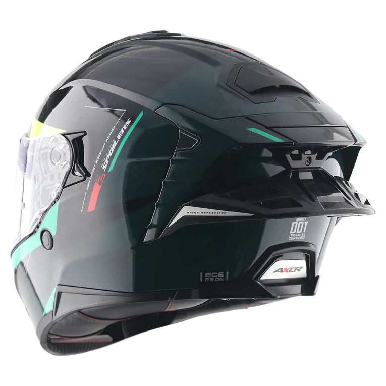 Axor Brutale Kryptic Dual Spoiler Black Green Helmet