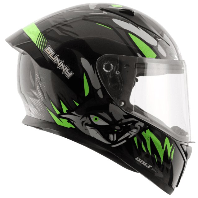 Vega Bolt Bunny Dull Black Green Helmet