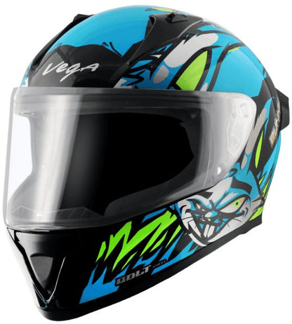 Vega Bolt Bunny Black Neon Blue Helmet