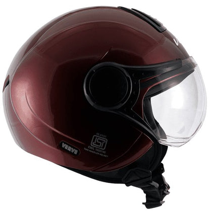 Vega Verve Open Face Burgundy Helmet (ISI Certified)