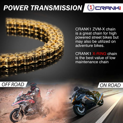 Crank 1 Chain For Ducati Monster 796 (2010-2016) - 525 Pitch x 104 Links Gold (ZVMX)