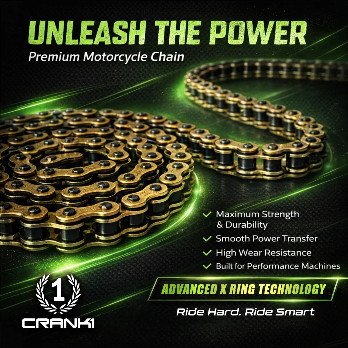 Crank 1 Chain For Ducati Monster 796 (2010-2016) - 525 Pitch x 104 Links Gold (ZVMX)
