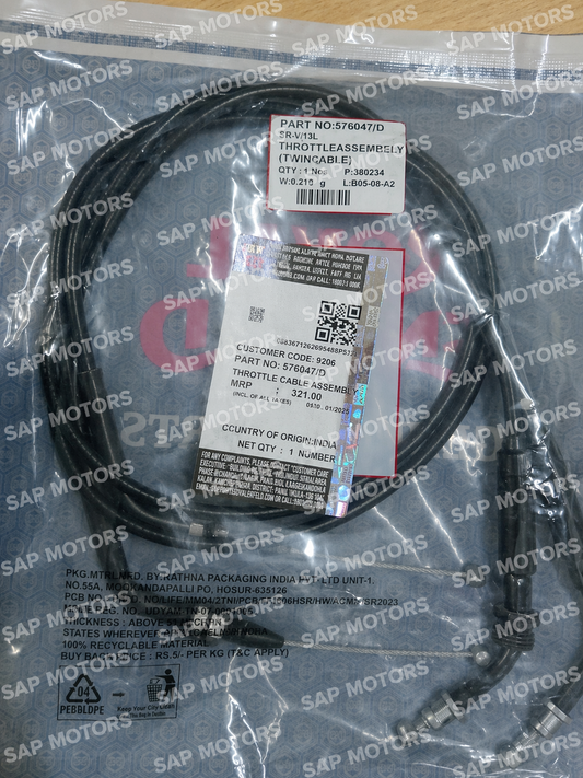 ROYAL ENFIELD 576047/D THROTTLE CABLE ASSEMBLY (TWIN CABLE) FOR INTERCEPTOR 650 & CONTINENTAL GT 650