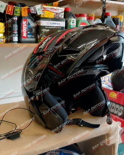 Steelbird SBA-20 Bluetooth Smart Flip-Up Helmet – Glossy Black
