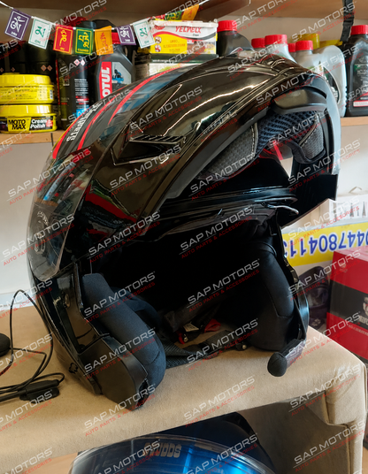Steelbird SBA-20 Bluetooth Smart Flip-Up Helmet – Glossy Black