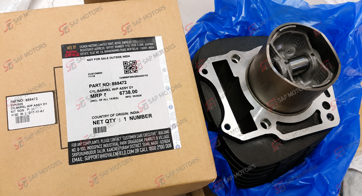 ROYAL ENFIELD 888472 - CYLINDER BARREL WITH PISTON CIRCLIP PI FOR HIMALAYAN SCRAM 411