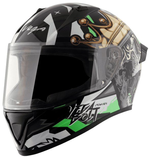Vega Bolt Crown Men Black Neon Green Helmet