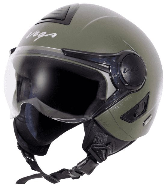 Vega Verve Open Face Dull Army Green Helmet (ISI Certified)