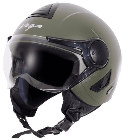 Vega Verve Open Face Dull Army Green Helmet (ISI Certified)