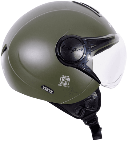 Vega Verve Open Face Dull Army Green Helmet (ISI Certified)