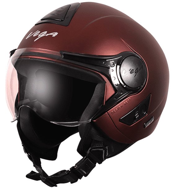 Vega Verve Open Face Dull Burgundy Helmet (ISI Certified)