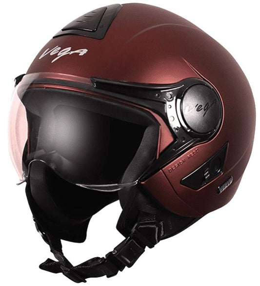 Vega Verve Open Face Dull Burgundy Helmet (ISI Certified)