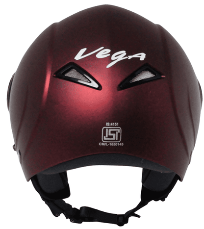 Vega Verve Open Face Dull Burgundy Helmet (ISI Certified)