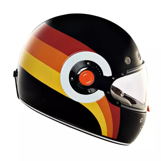 FF NH44 Lite Gloss Black and Orange Waves Helmet