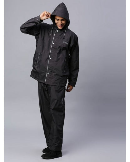 Foliage Dark Grey Raincoat for Mens