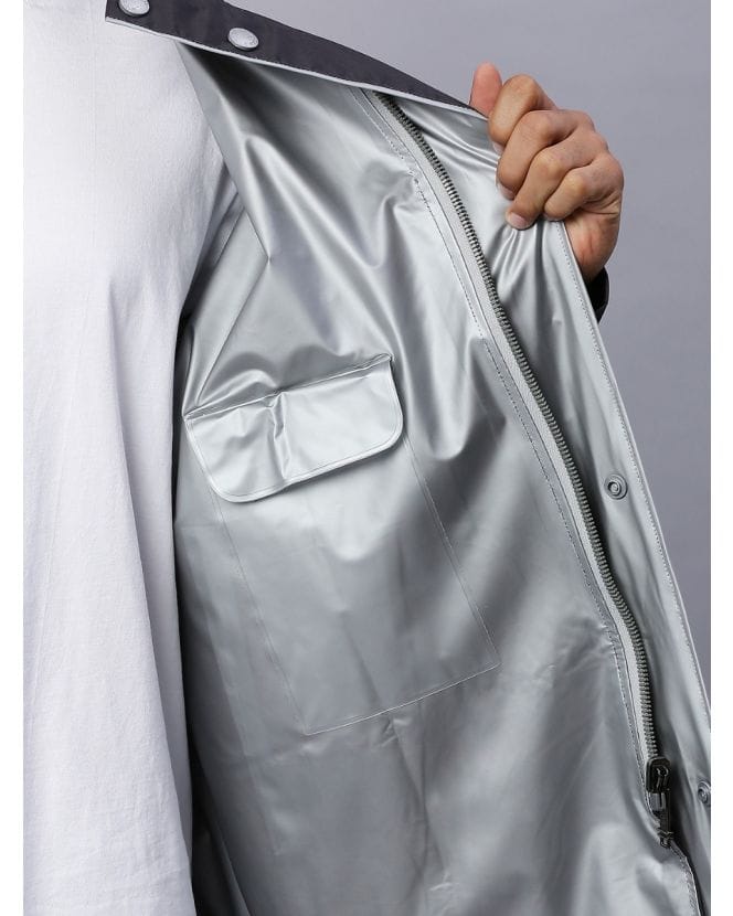 Foliage Dark Grey Raincoat for Mens