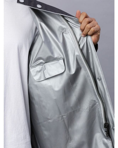 Foliage Dark Grey Raincoat for Mens