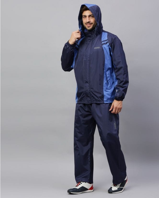 Go Hike Navy Blue Stylish Raincoat Set for Men