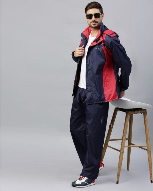 Go Hike Navy & Red Stylish Raincoat Set for Men