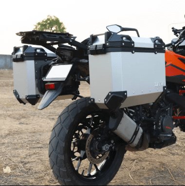 Zana Panniers( 36 LTR ) Aluminium L-Flat Silver With Frame For KTM ADV 250/390 ZI-8491 LS