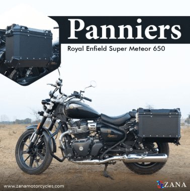 Zana Panniers for Super Meteor 650 with Frame - Aluminium, Black (36 Ltr) L-Flat ZI-8492 LB