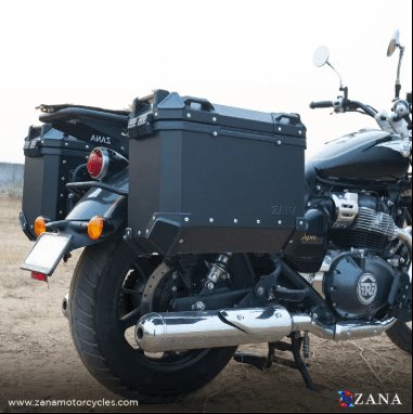 Zana Panniers for Super Meteor 650 with Frame - Aluminium, Black (36 Ltr) L-Flat ZI-8492 LB