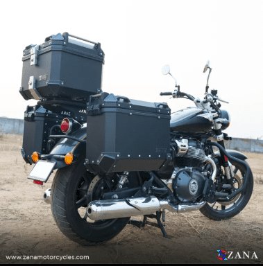 Zana Panniers for Super Meteor 650 with Frame - Aluminium, Black (36 Ltr) L-Flat ZI-8492 LB