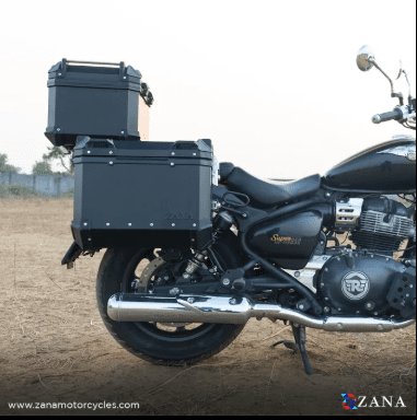 Zana Panniers for Super Meteor 650 with Frame - Aluminium, Black (36 Ltr) L-Flat ZI-8492 LB